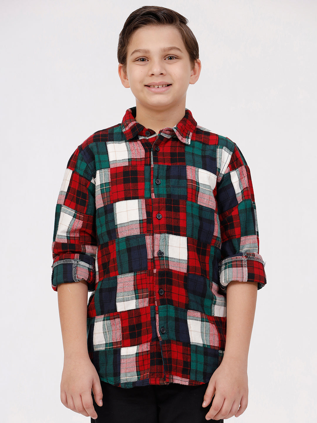 Boys Long Sleeve patchwork Shirt