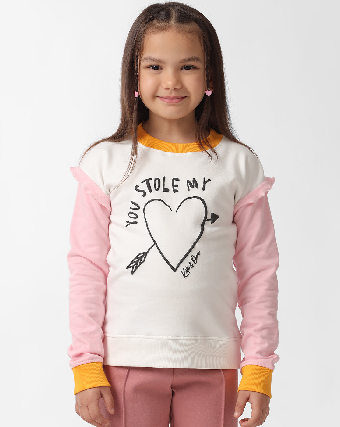 Girls heart printed sweatshirt