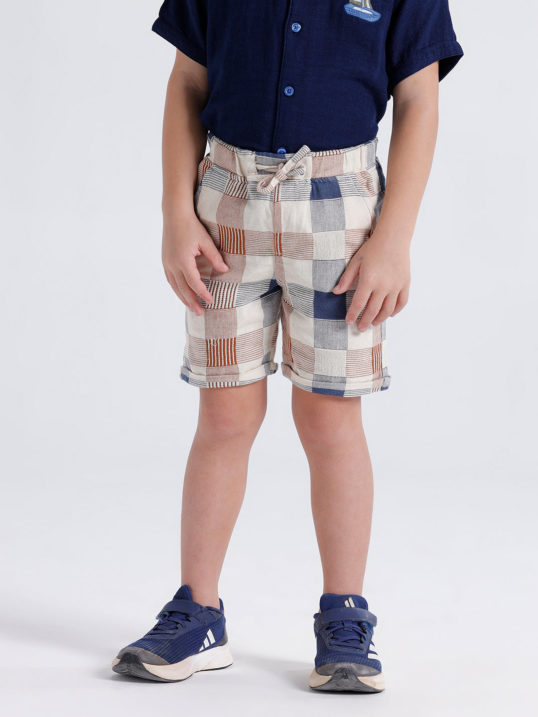 Boys elasticated printed check shorts