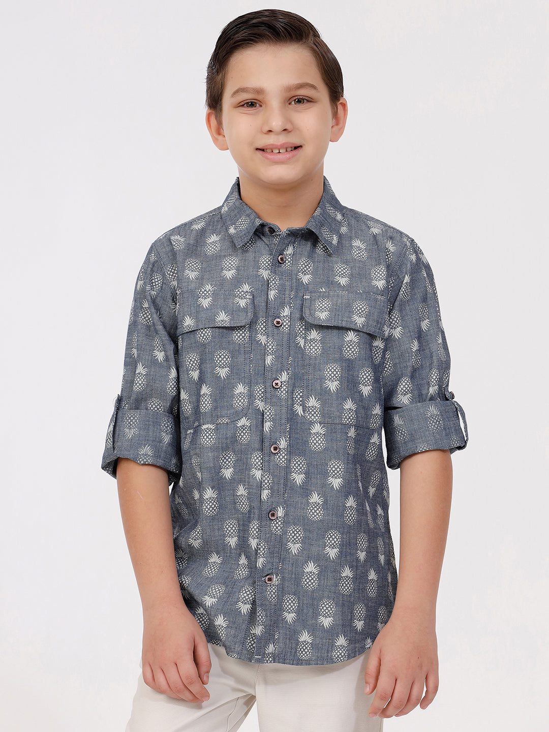 Boys Long Sleeve Shirt with Double Pocket Flap