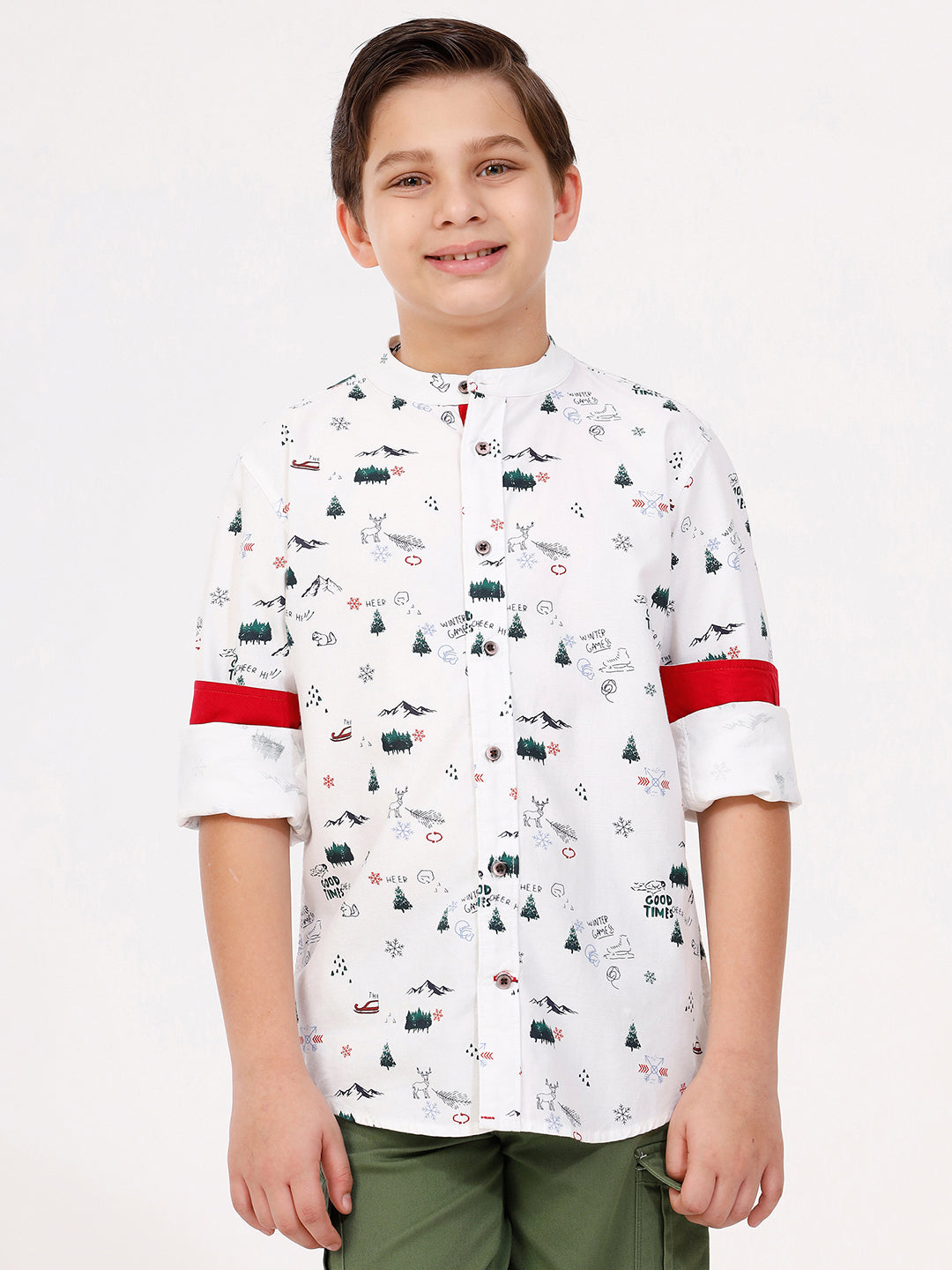 Boys Long Sleeve All Over Printed Shirt