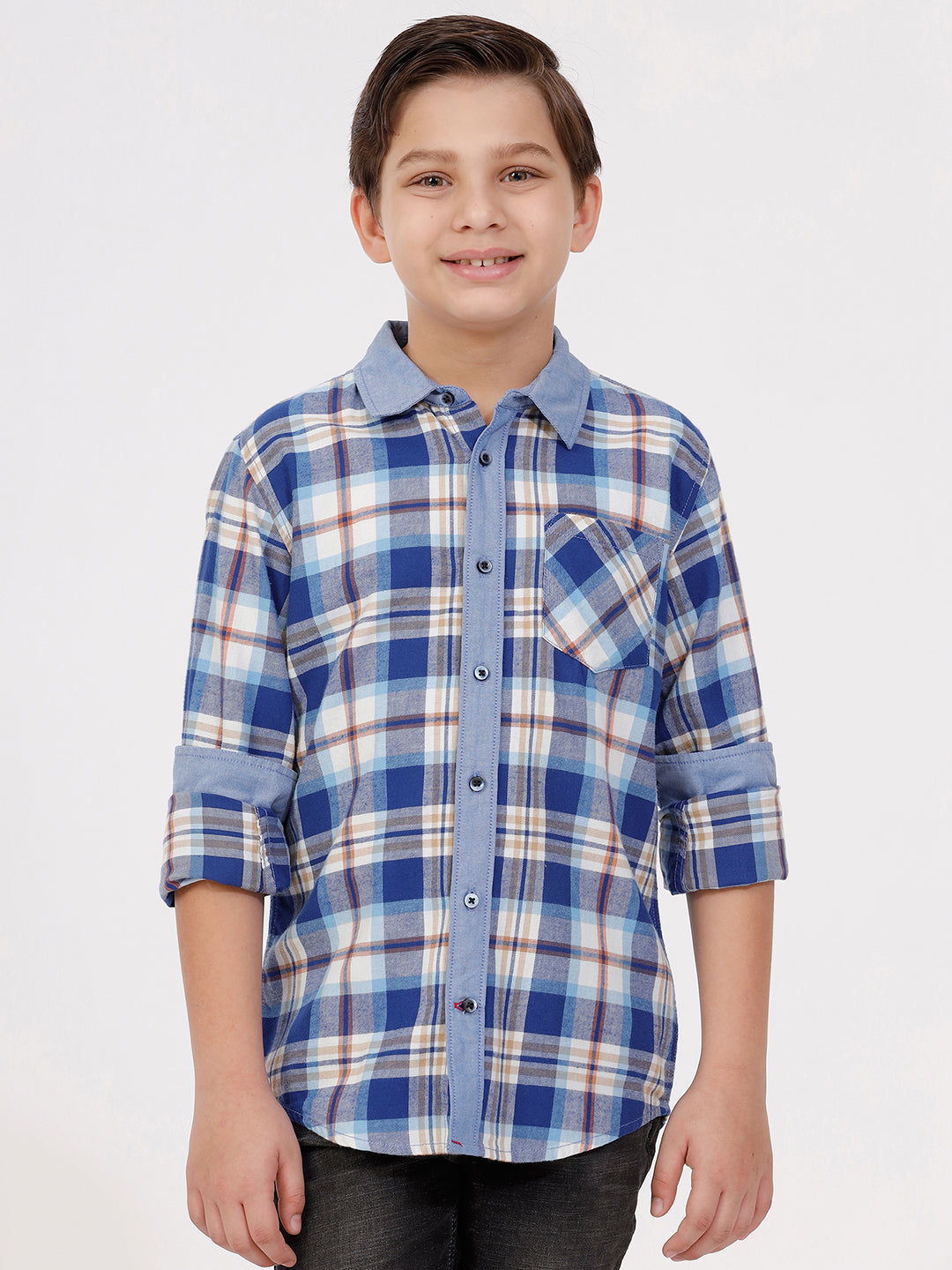 Boys Long Sleeve Shirt with Contrast Placket and Cuff