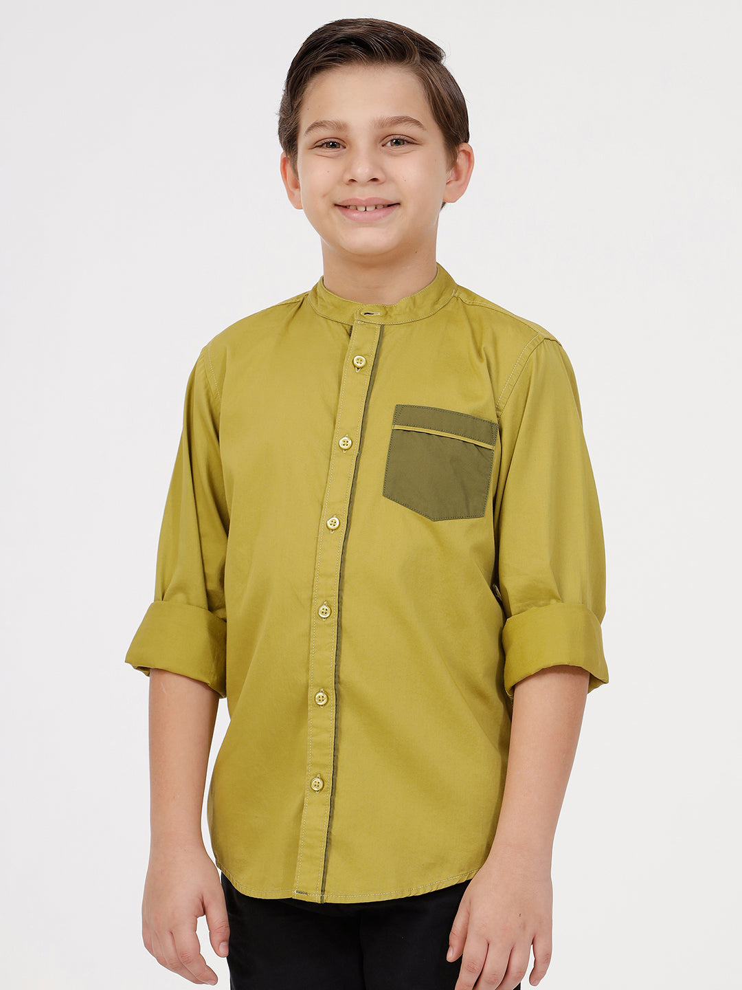 Boys Long Sleeve Shirt with Contrast Pocket