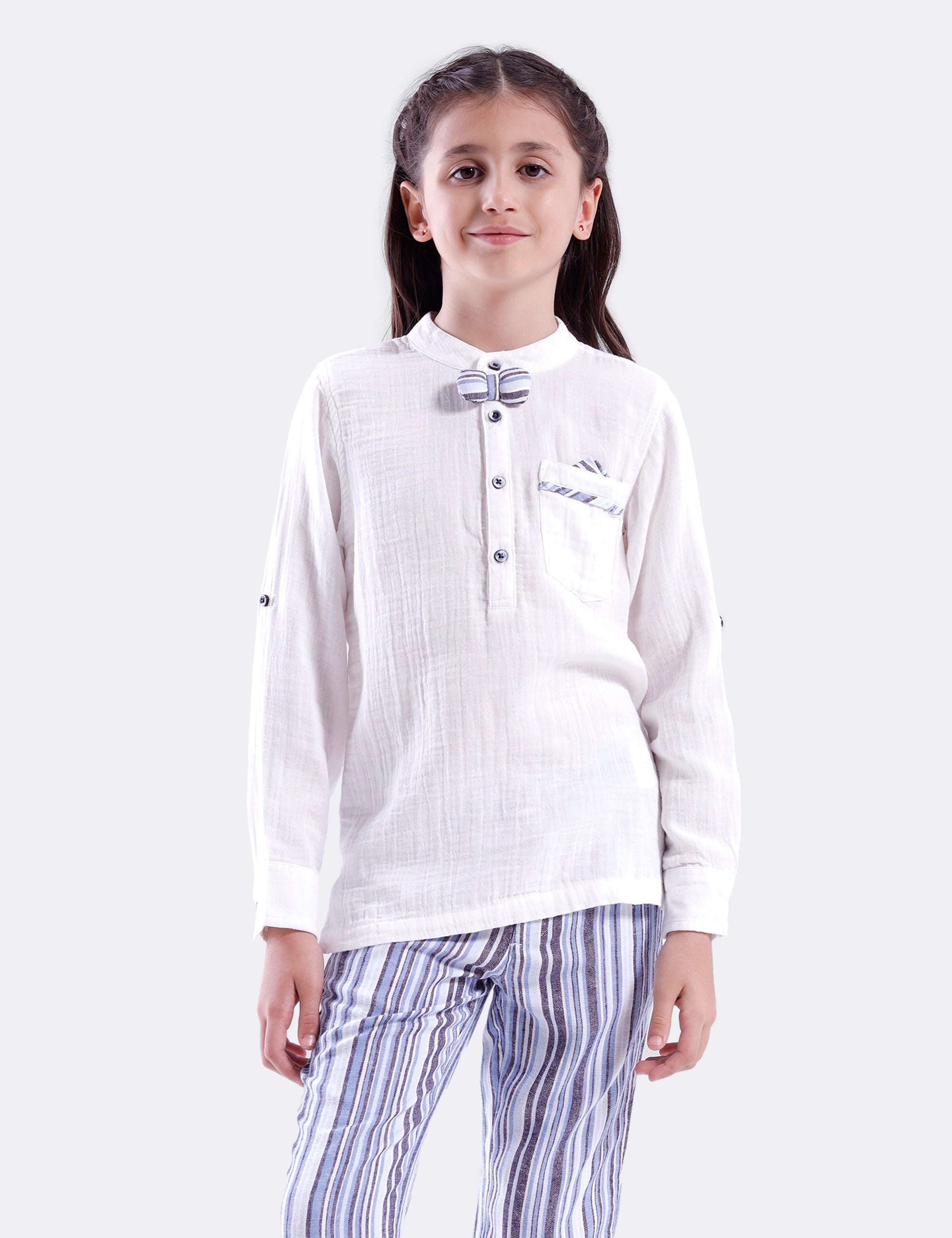 Unisex long sleeve shirt with bow