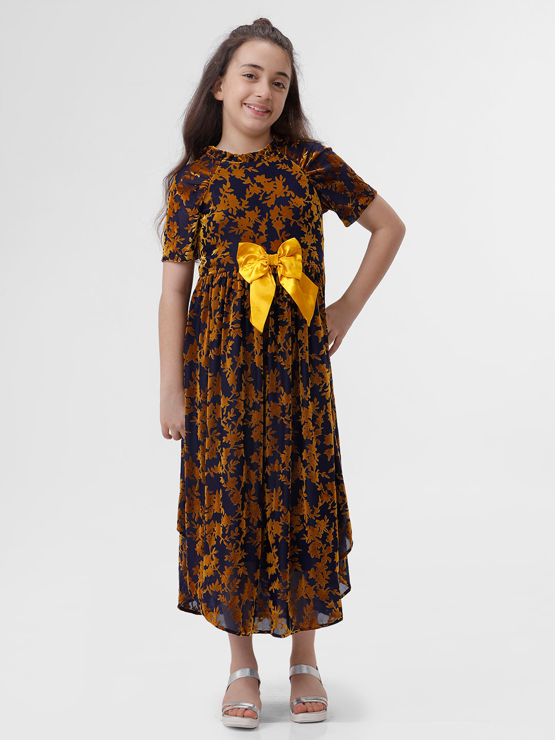 Girls All over printed Velour dress