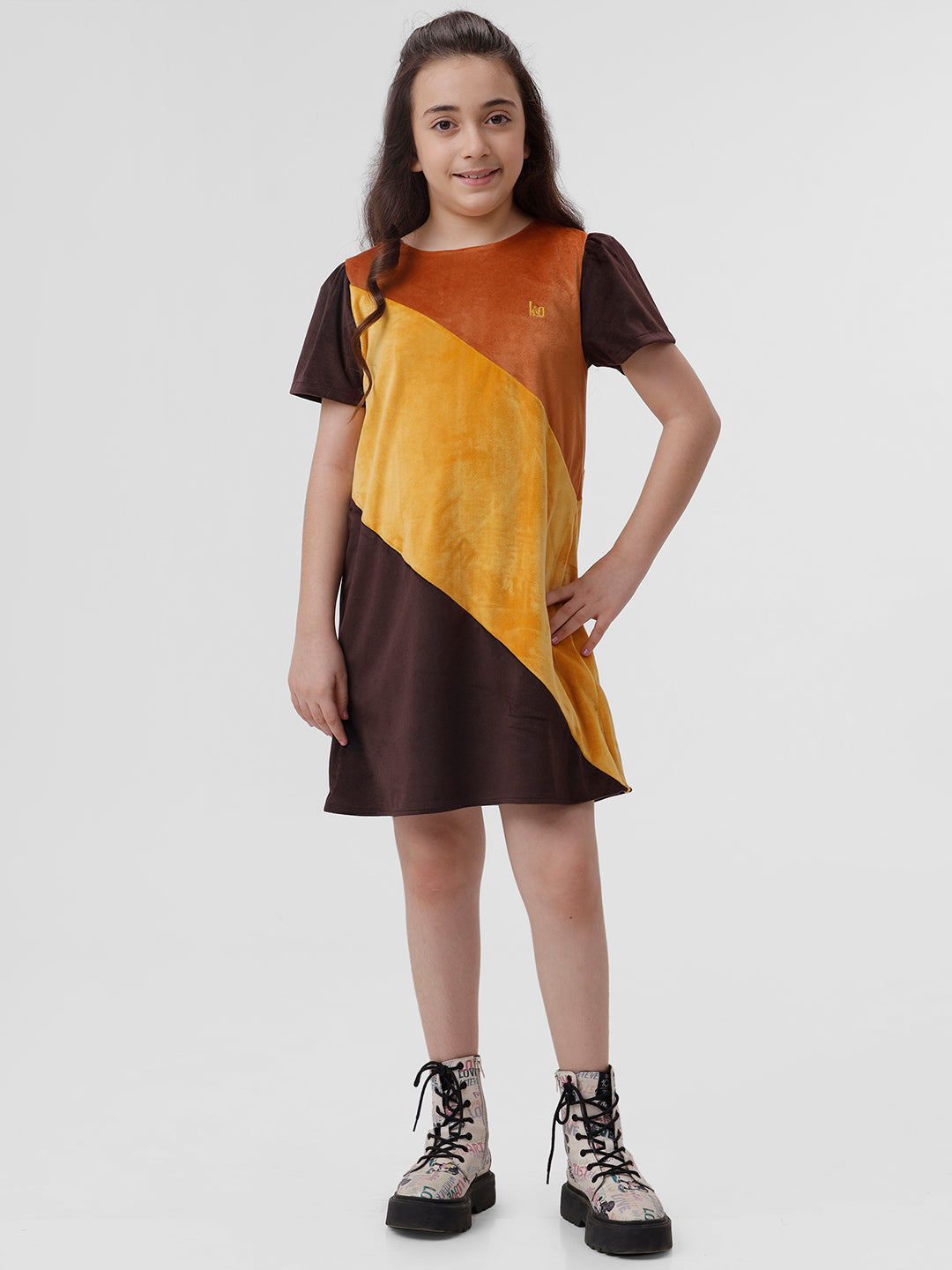 Girls Diagonal Panelled dress