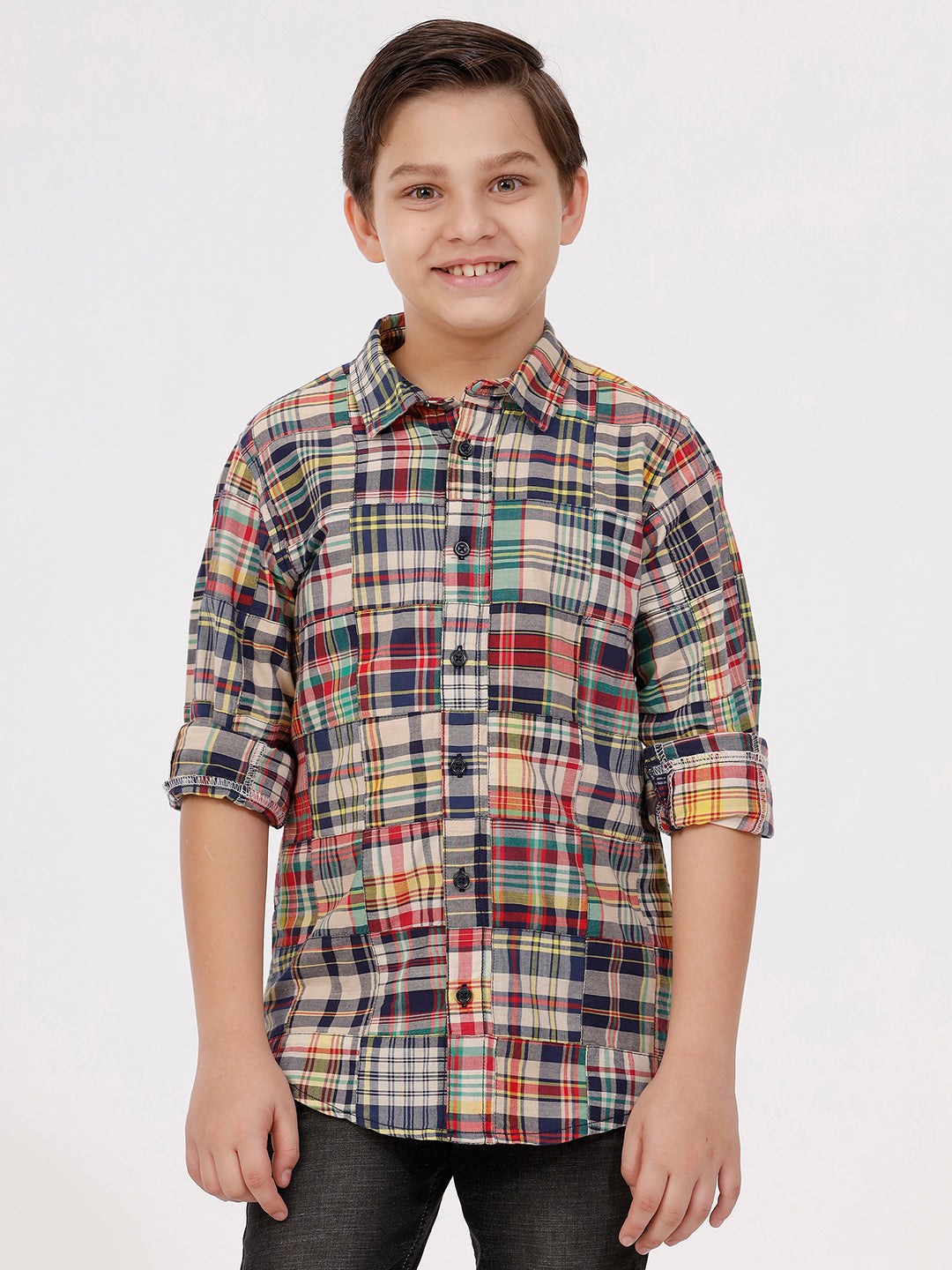 Boys Long Sleeve patchwork Shirt