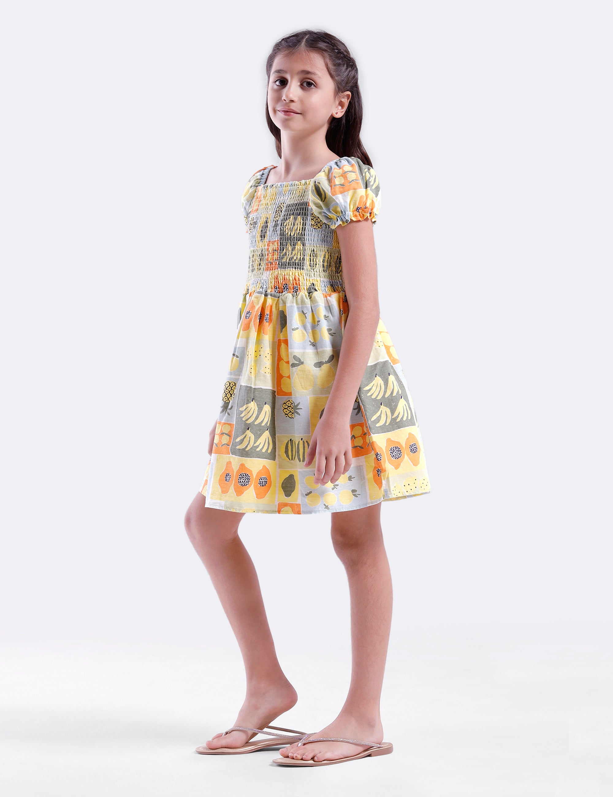 Girls dress with smocking bodice