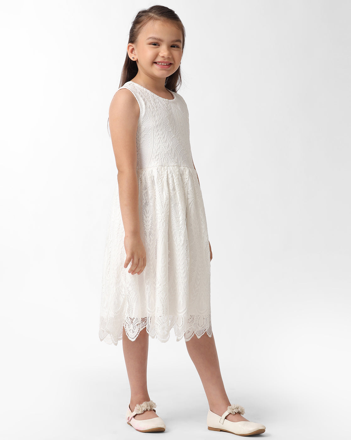 Girls Scuba Lace Dress With Jacket