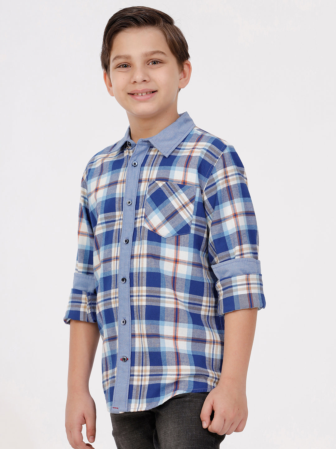 Boys Long Sleeve Shirt with Contrast Placket and Cuff
