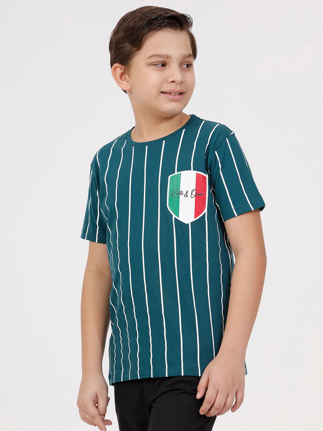 Boys Printed Stripe Tshirt