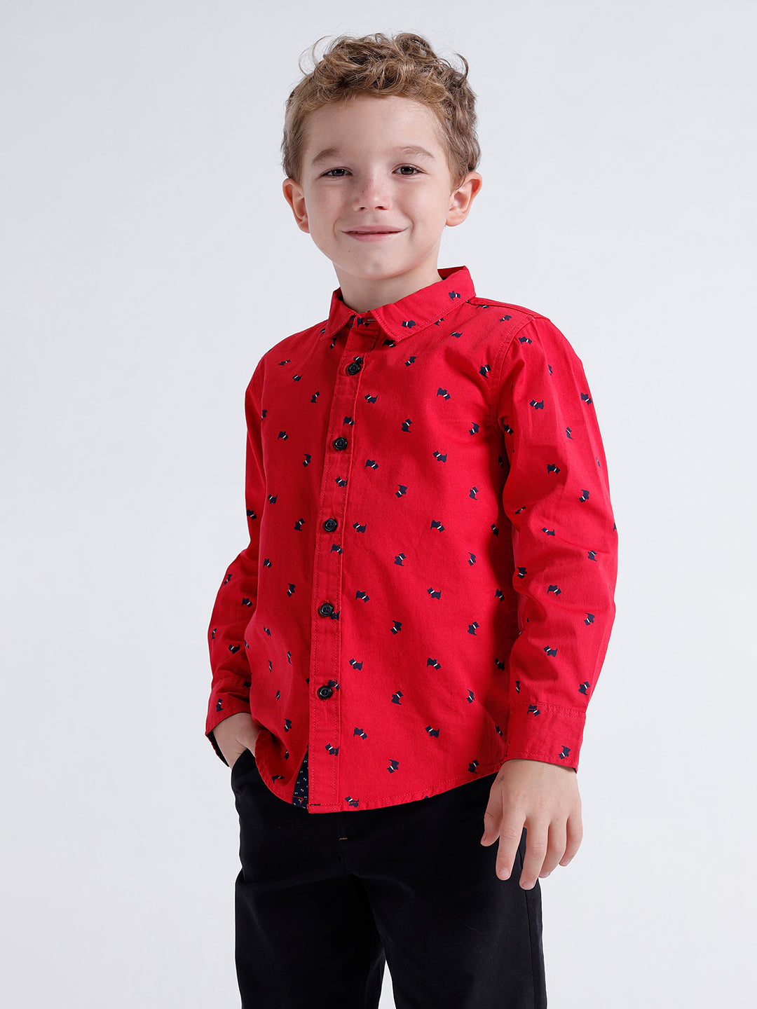 Boys Long sleeve shirt with contrast trim fabric