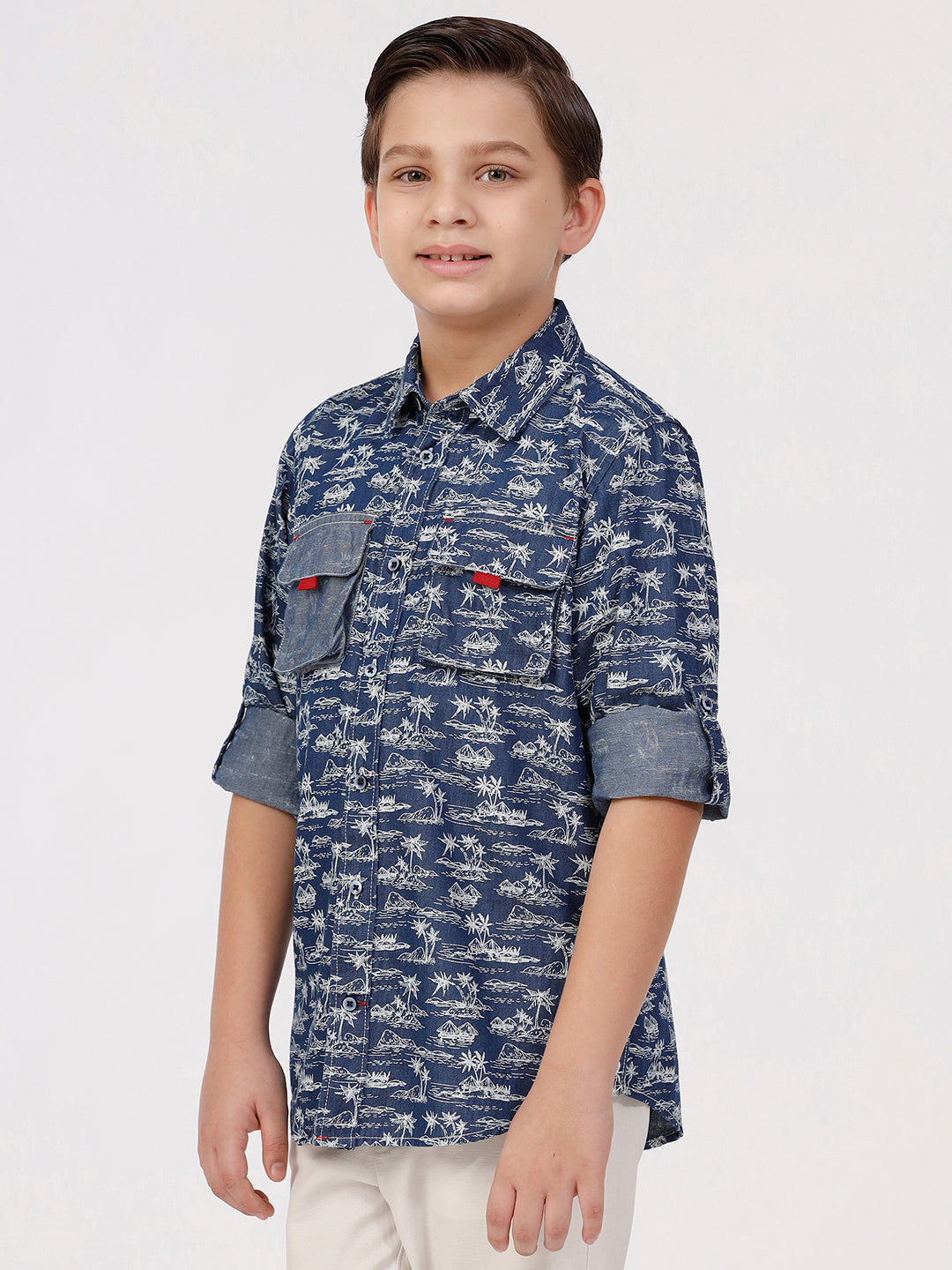 Boys Long Sleeve Shirt with Double Pocket Flap