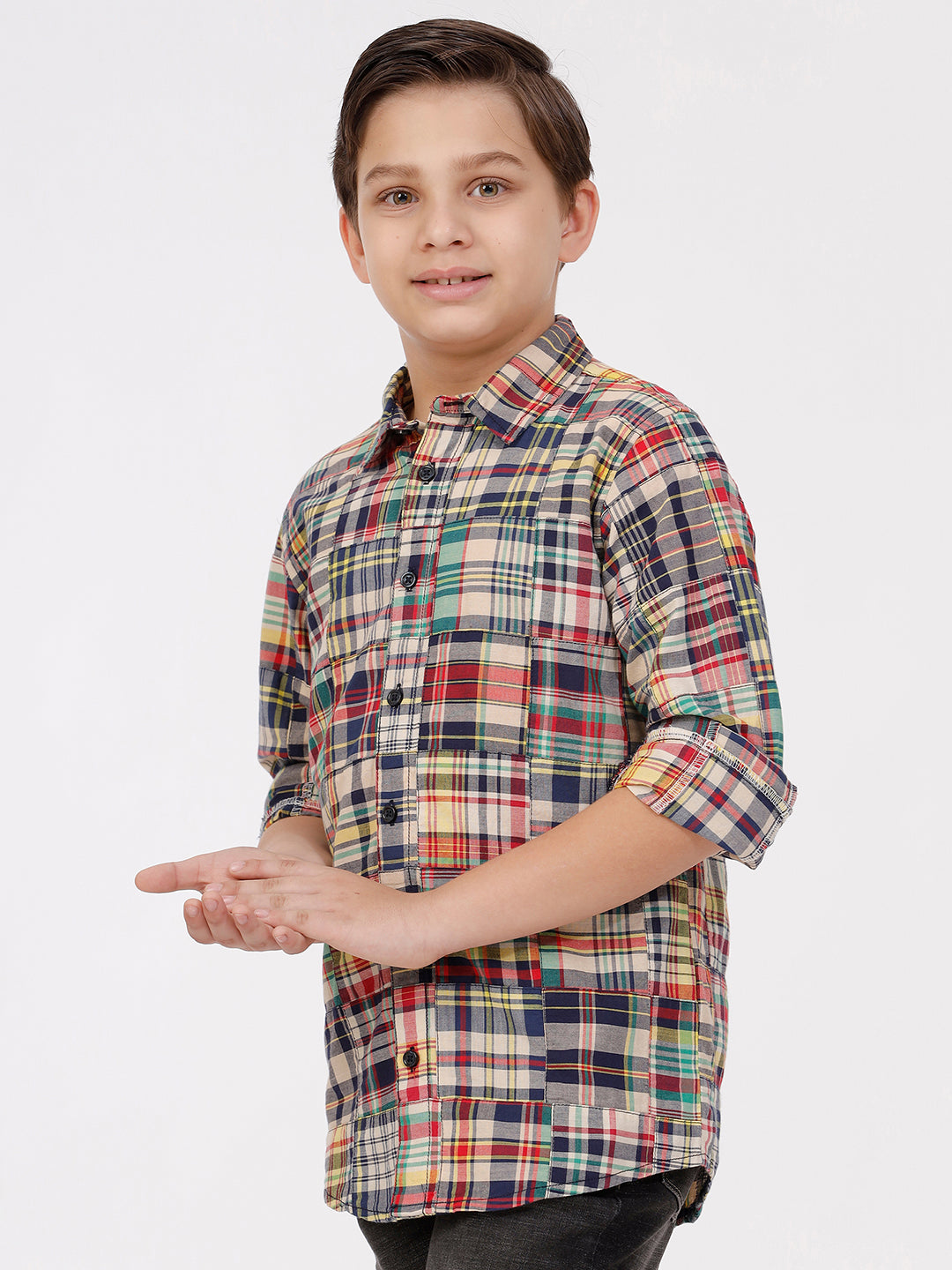 Boys Long Sleeve patchwork Shirt