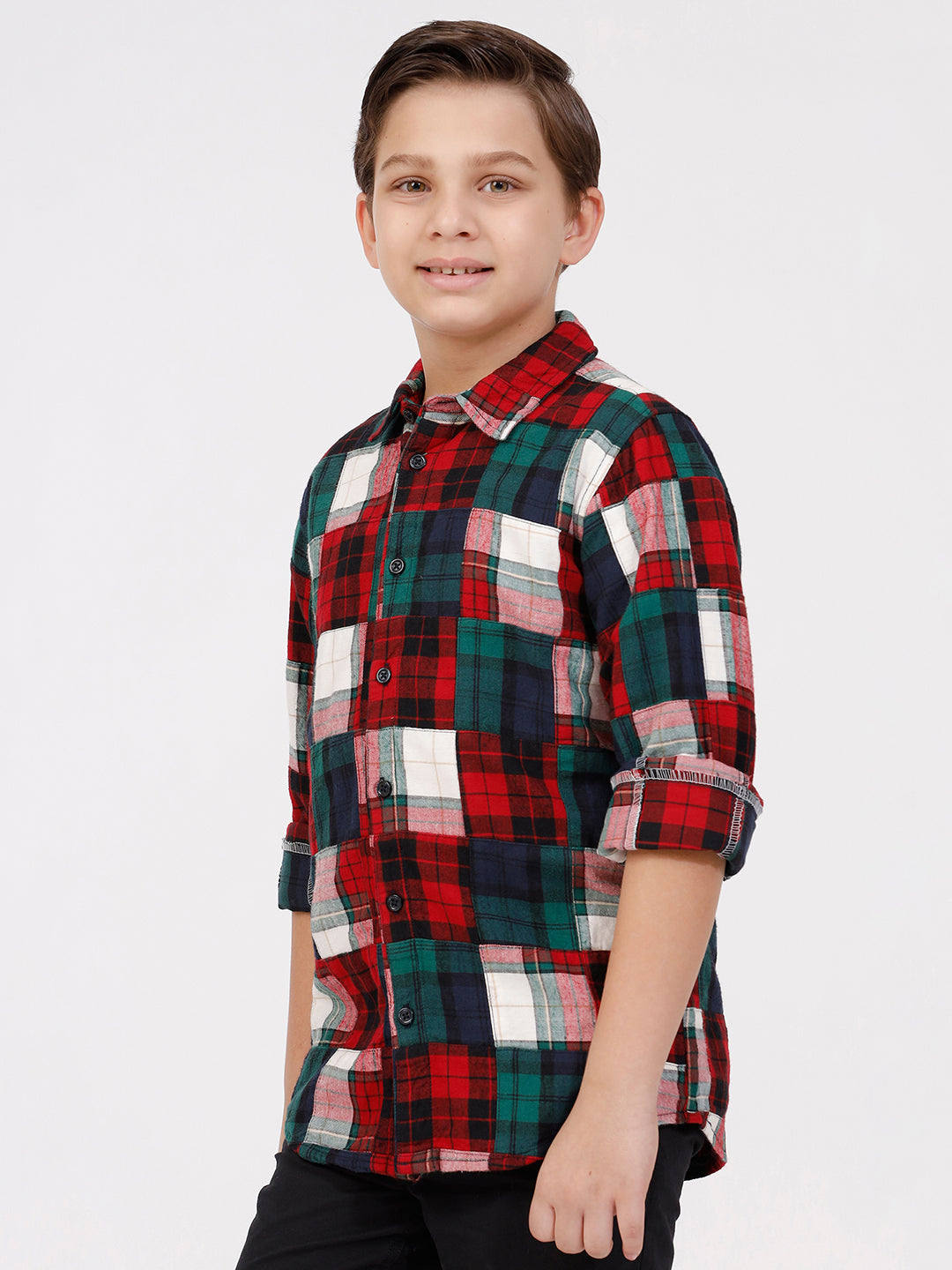 Boys Long Sleeve patchwork Shirt