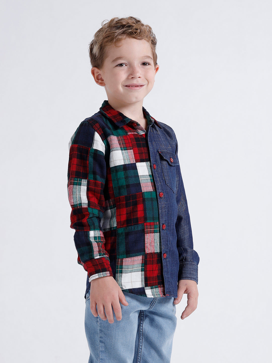 Boys Long sleeve shirt with contrast panels