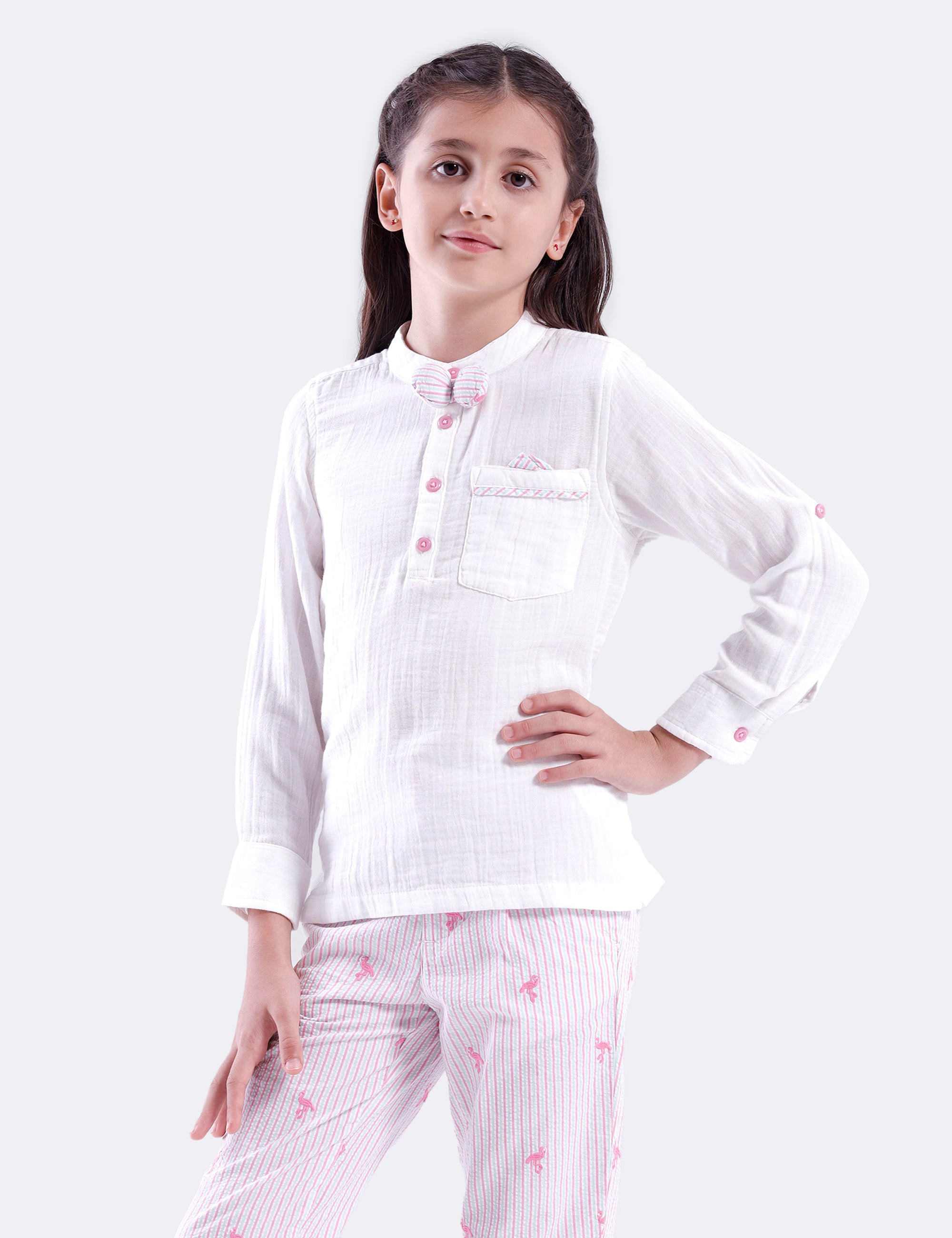 Unisex long sleeve shirt with bow