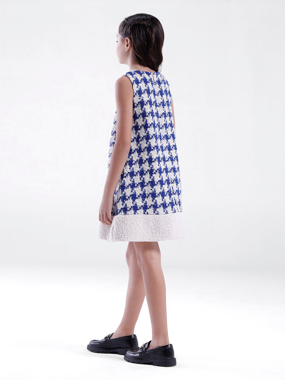 Girls Dress with fur hem panel
