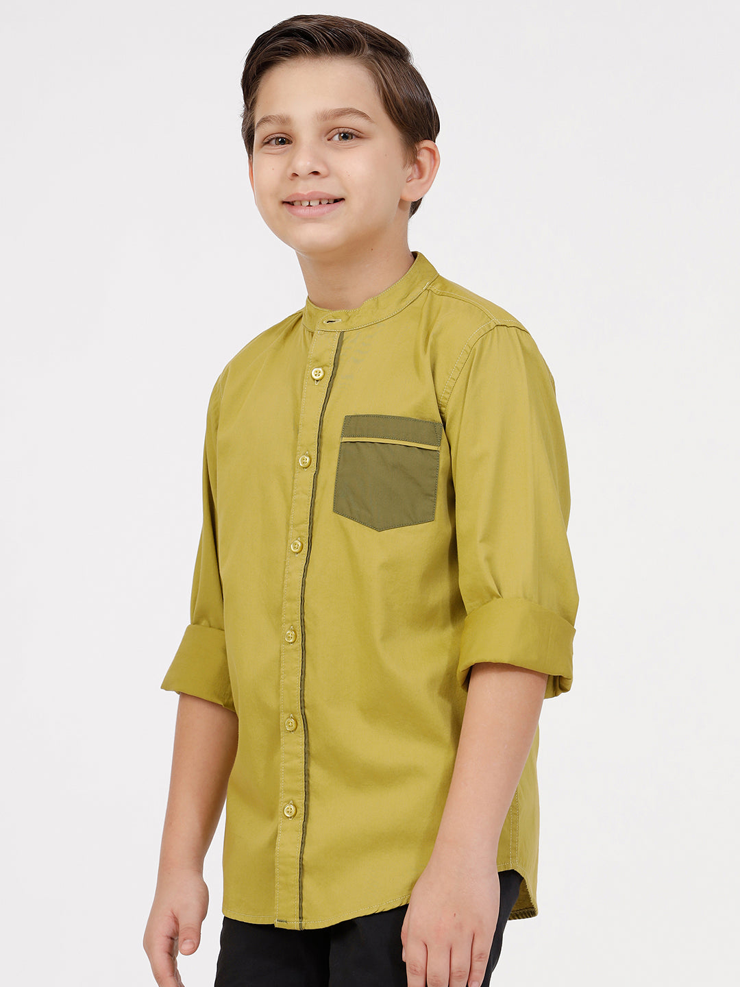 Boys Long Sleeve Shirt with Contrast Pocket
