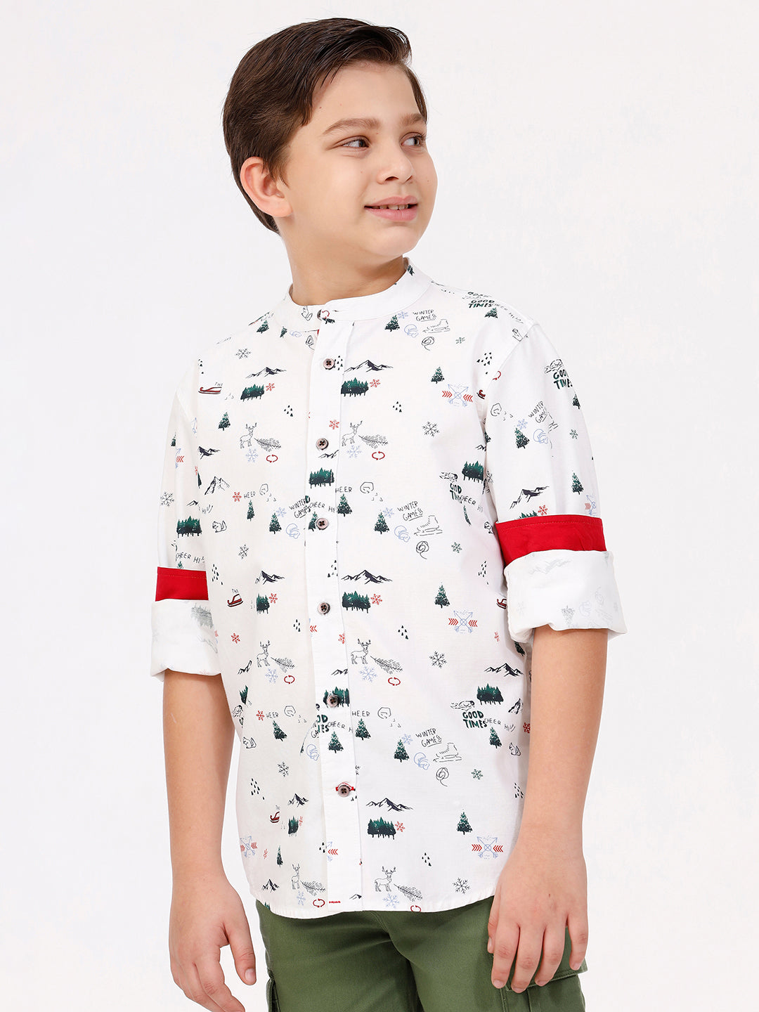 Boys Long Sleeve All Over Printed Shirt