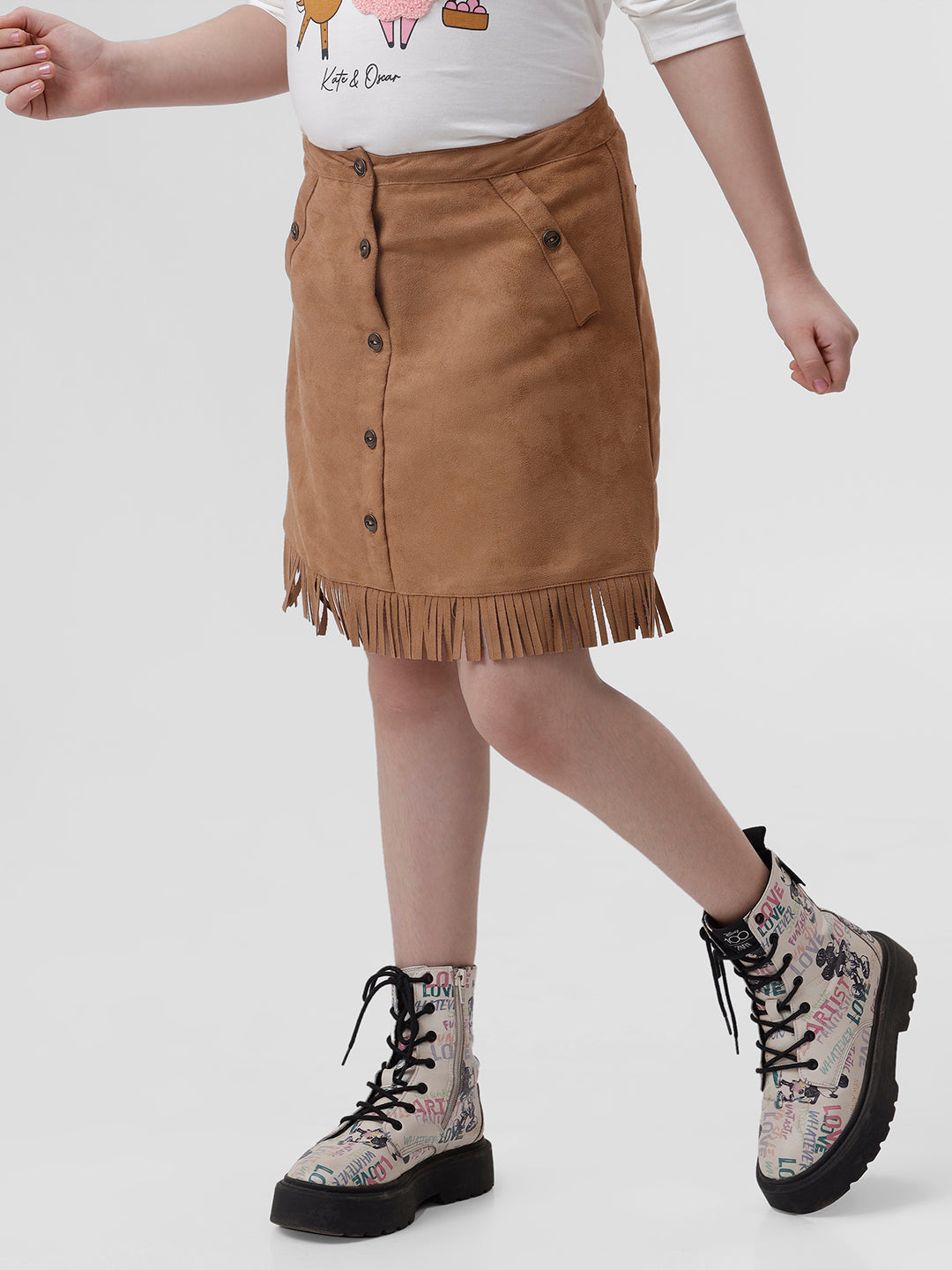 Girls seude look skirt