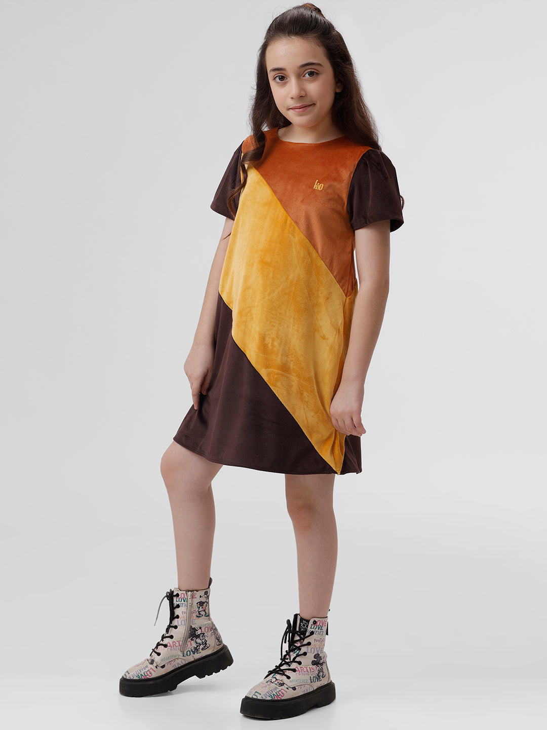 Girls Diagonal Panelled dress