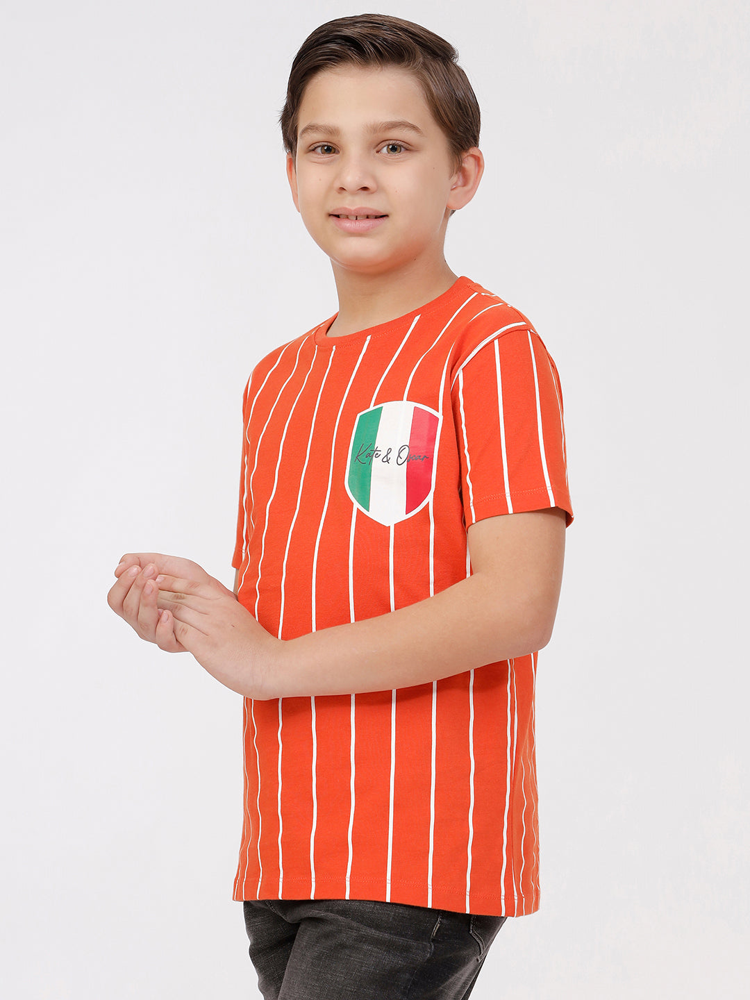 Boys Printed Stripe Tshirt