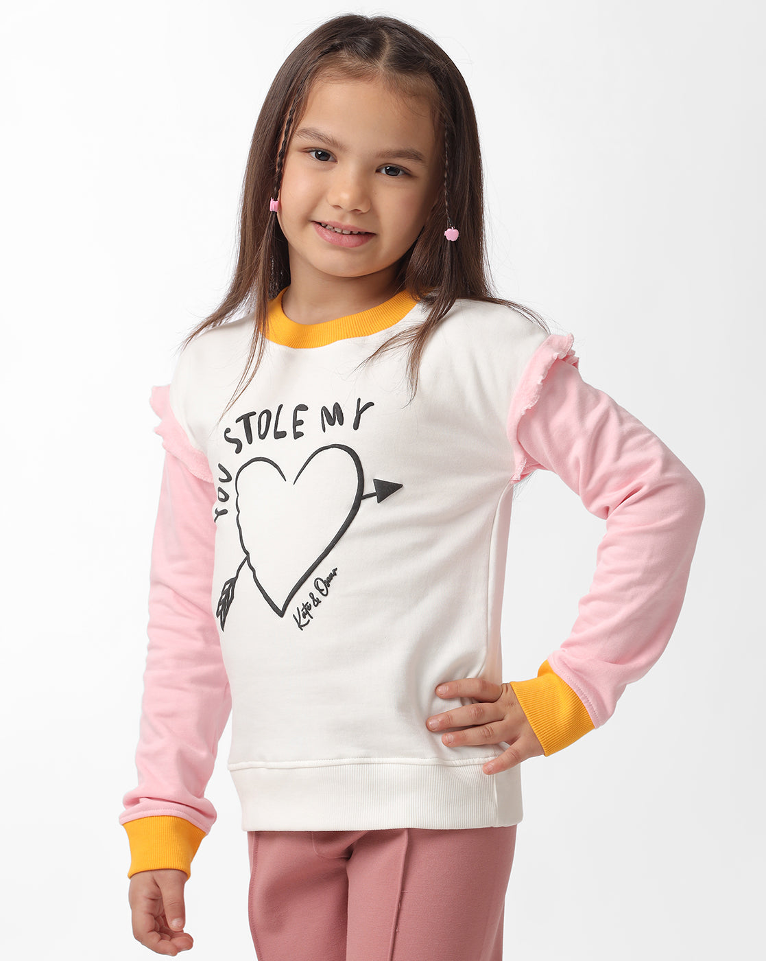 Girls heart printed sweatshirt
