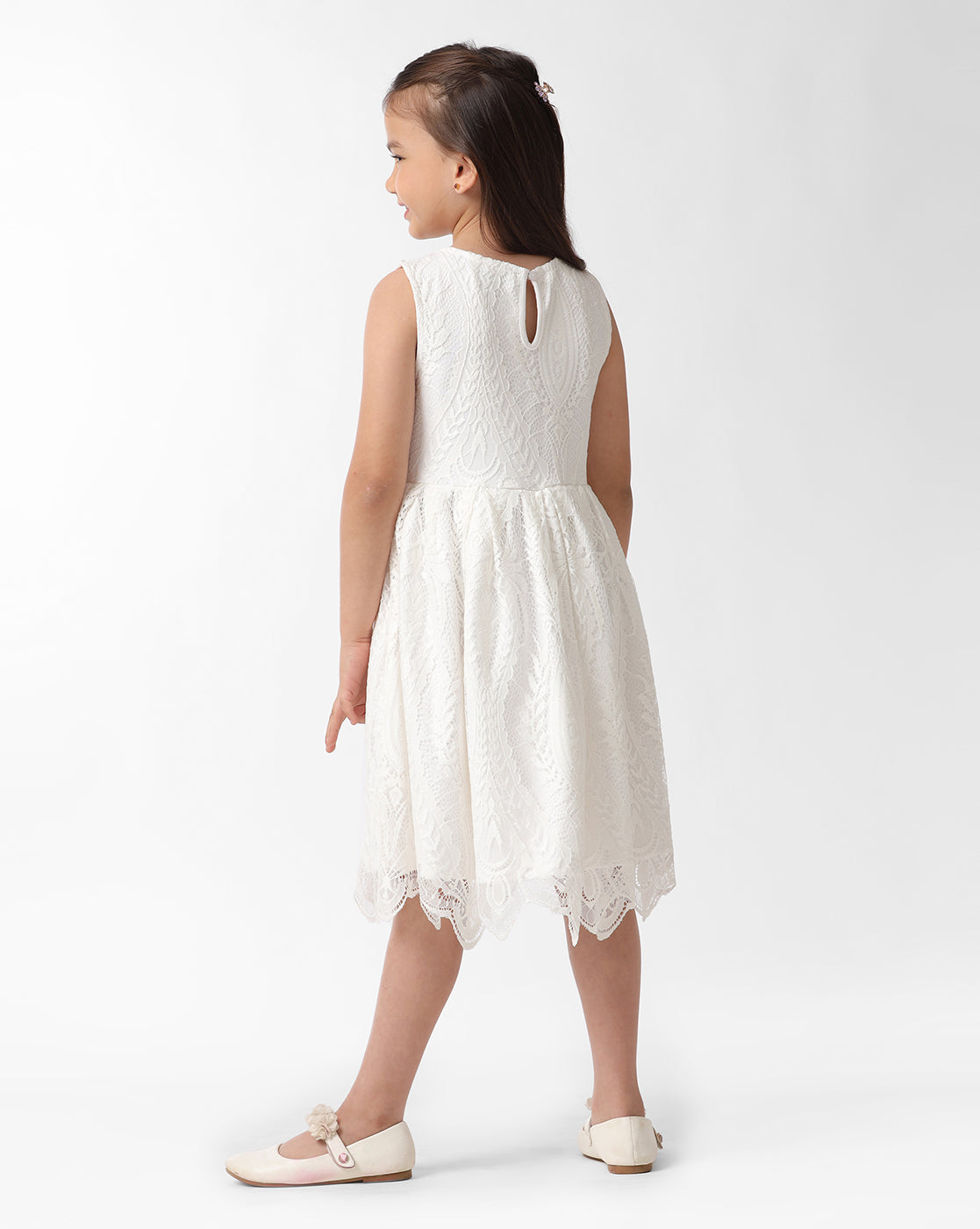 Girls Scuba Lace Dress With Jacket