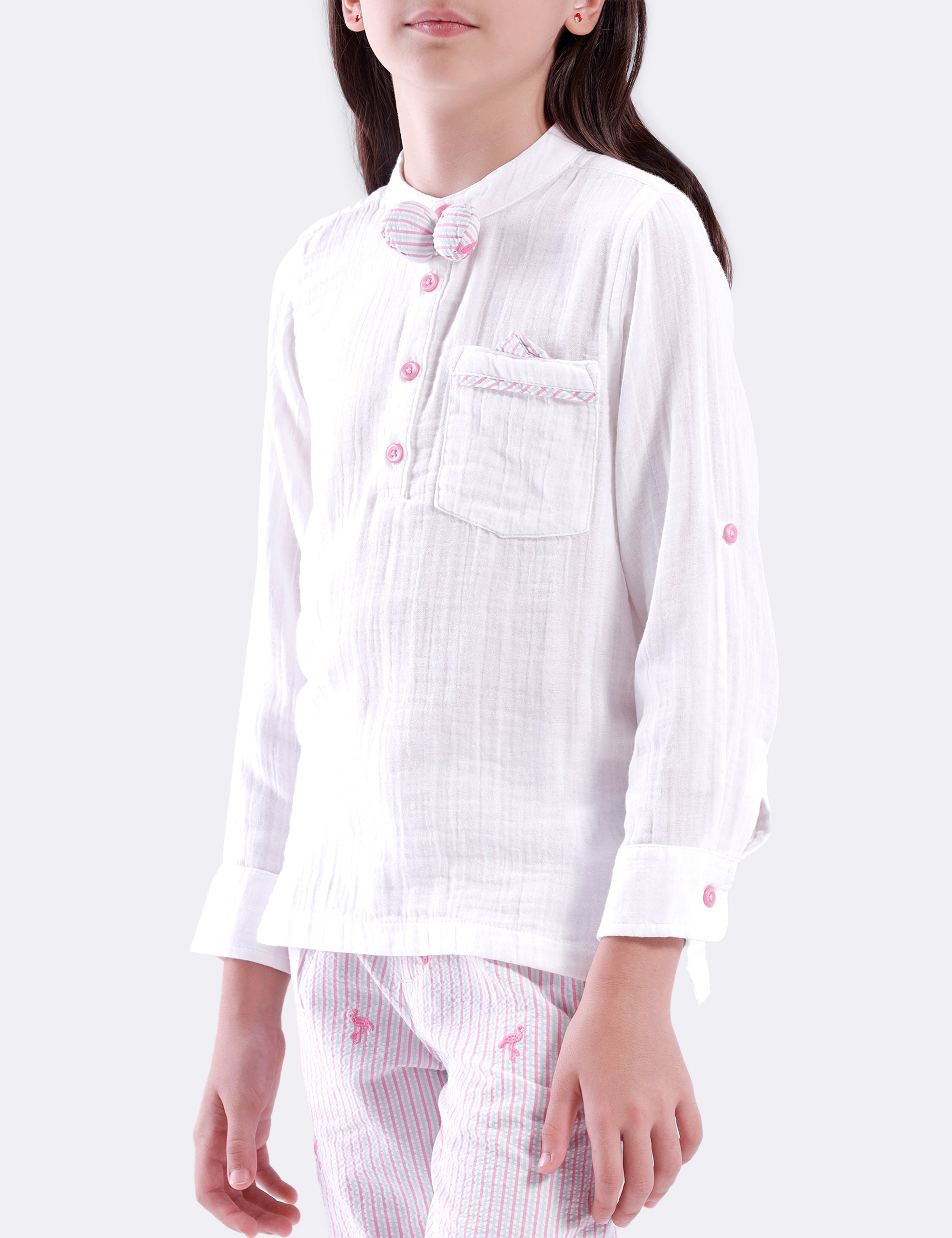 Unisex long sleeve shirt with bow