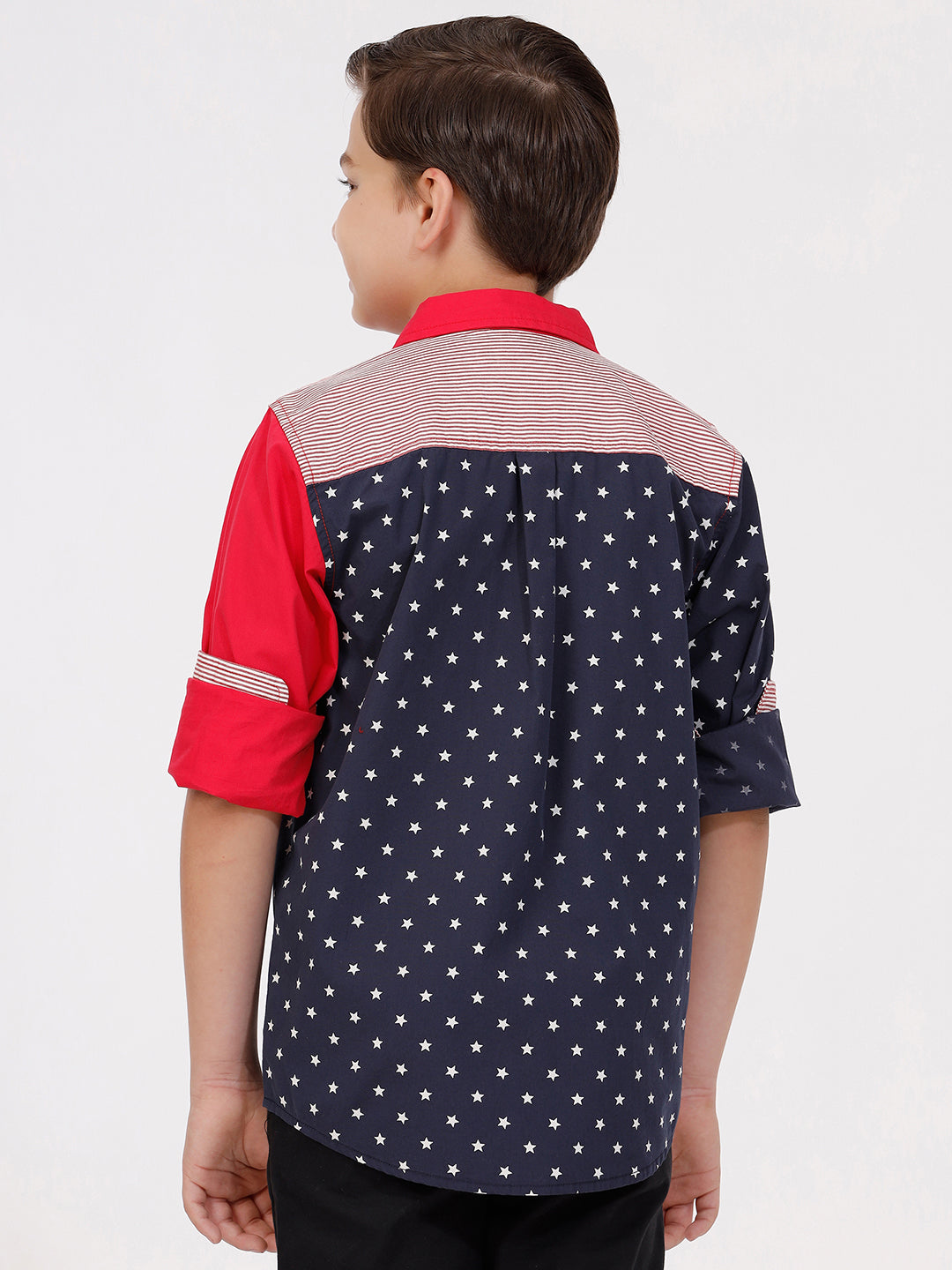 Boys Long Sleeve multi fabric Shirt