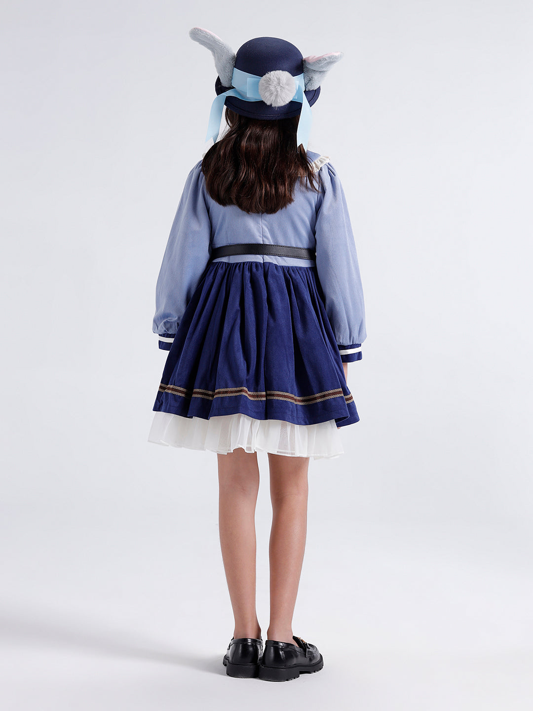 Girls Dress with Tie, Belt, pouch & Cap