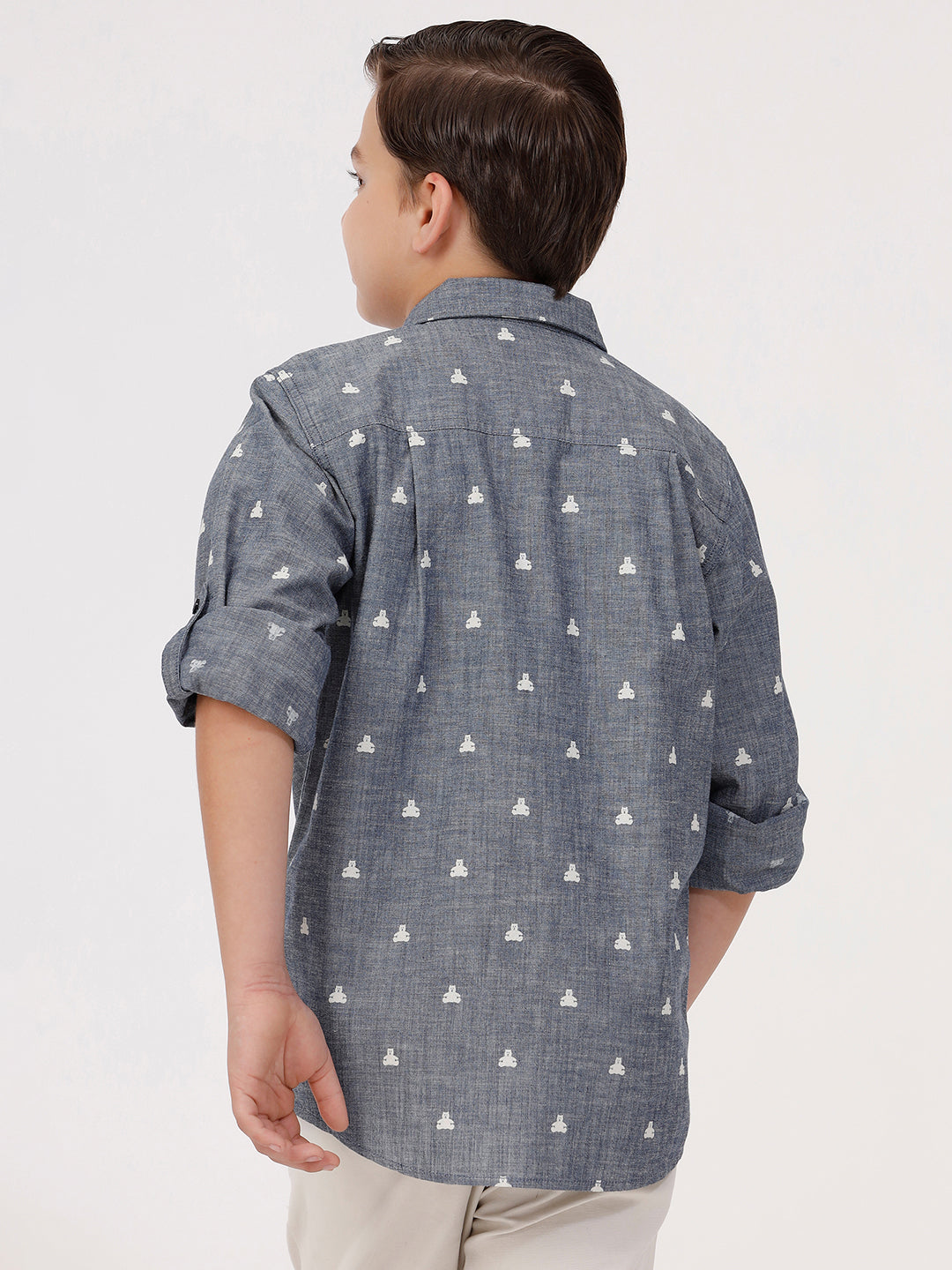 Boys Long Sleeve Shirt with Solid Denim Pocket