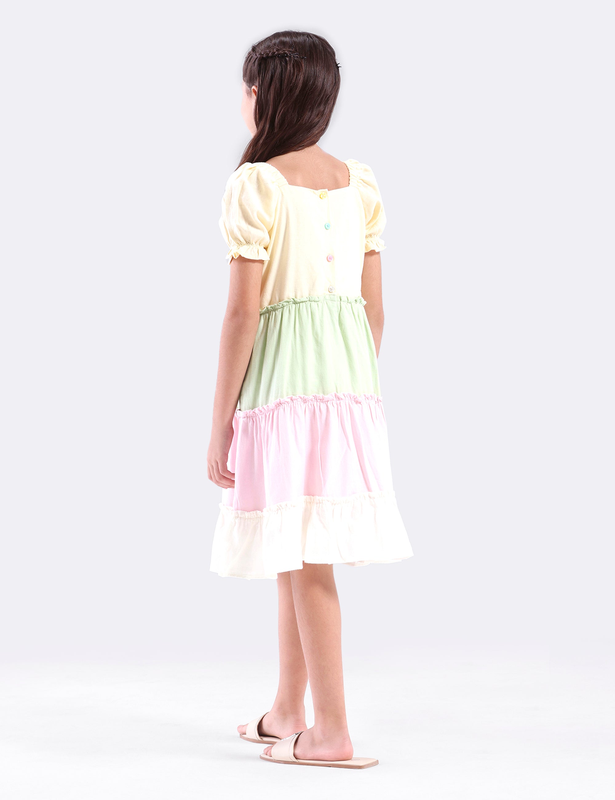 Girls multi colour panel dress