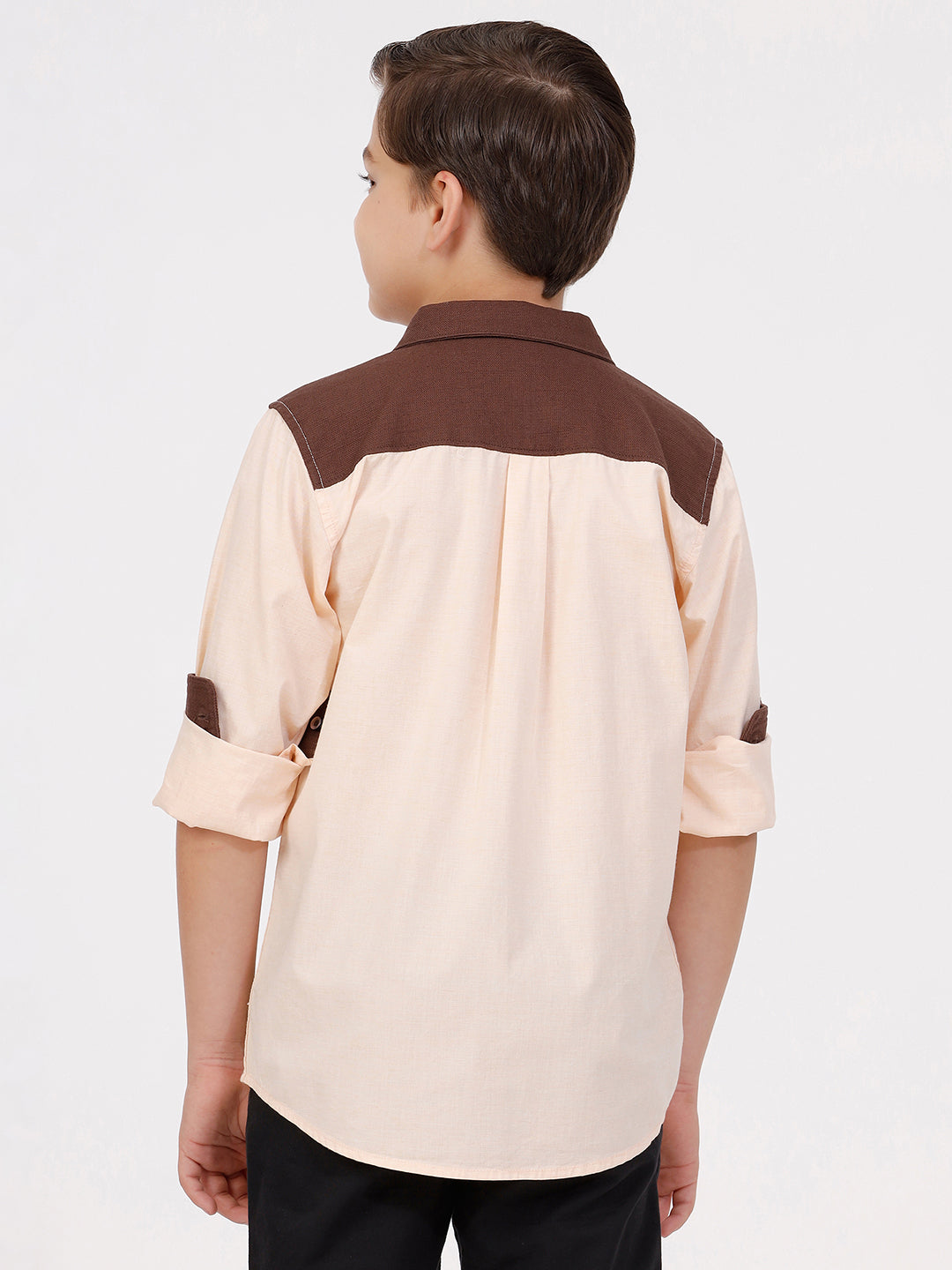 Boys Long Sleeve Shirt with Giraffe Embroidery