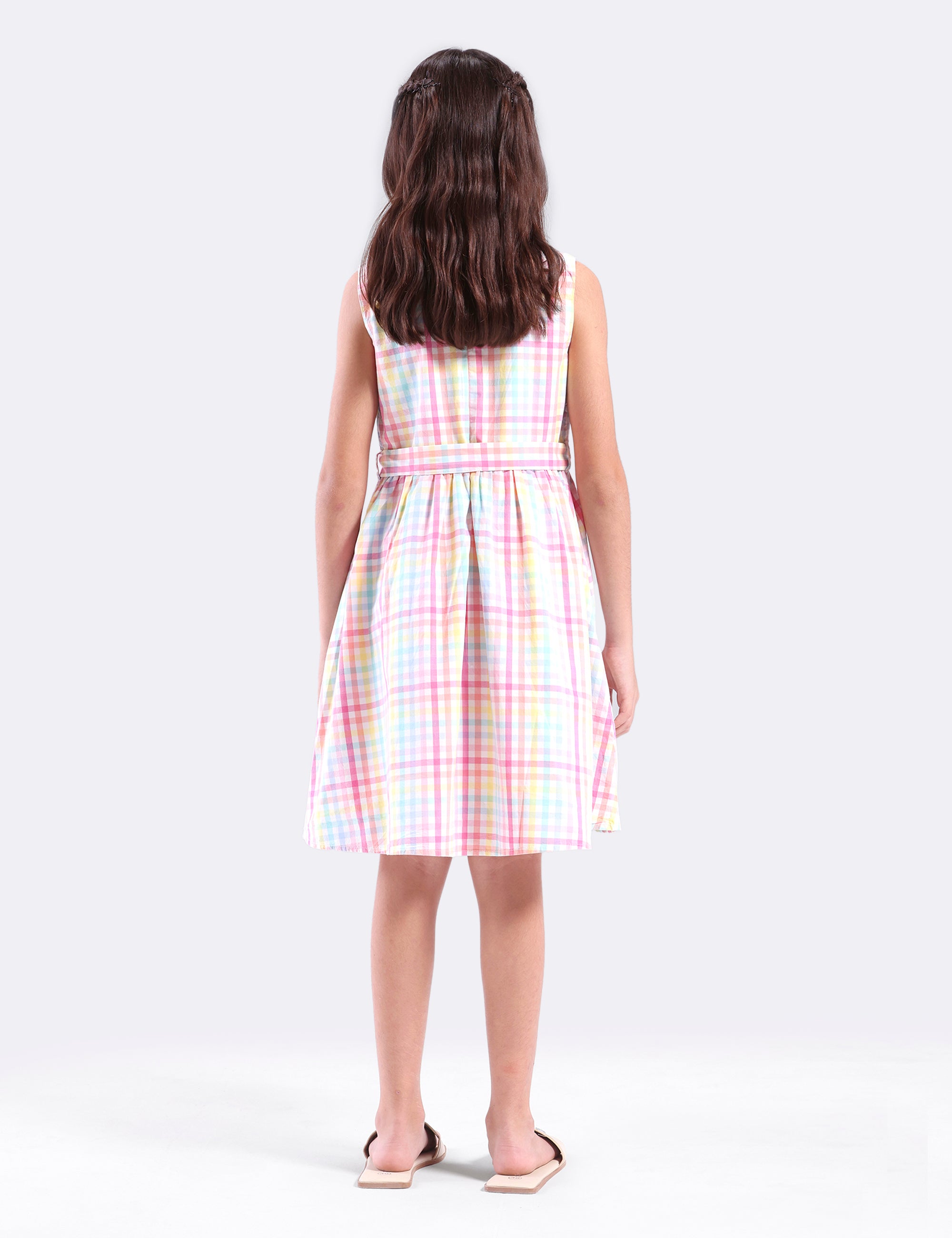 Girls Multi checkered dress