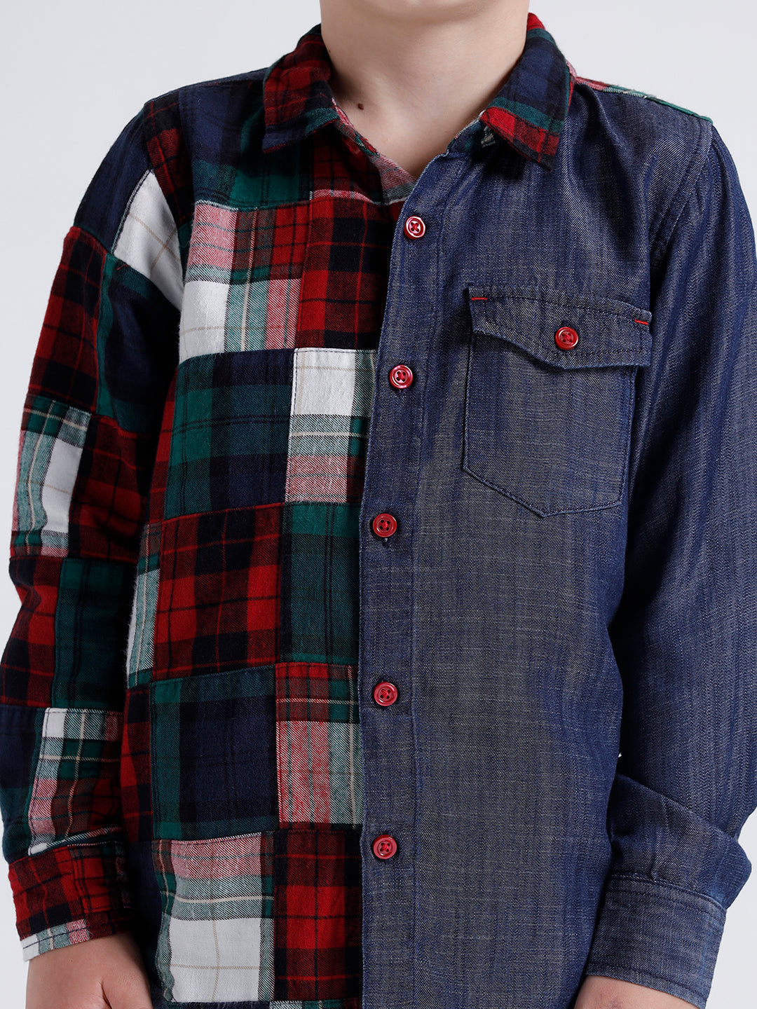 Boys Long sleeve shirt with contrast panels