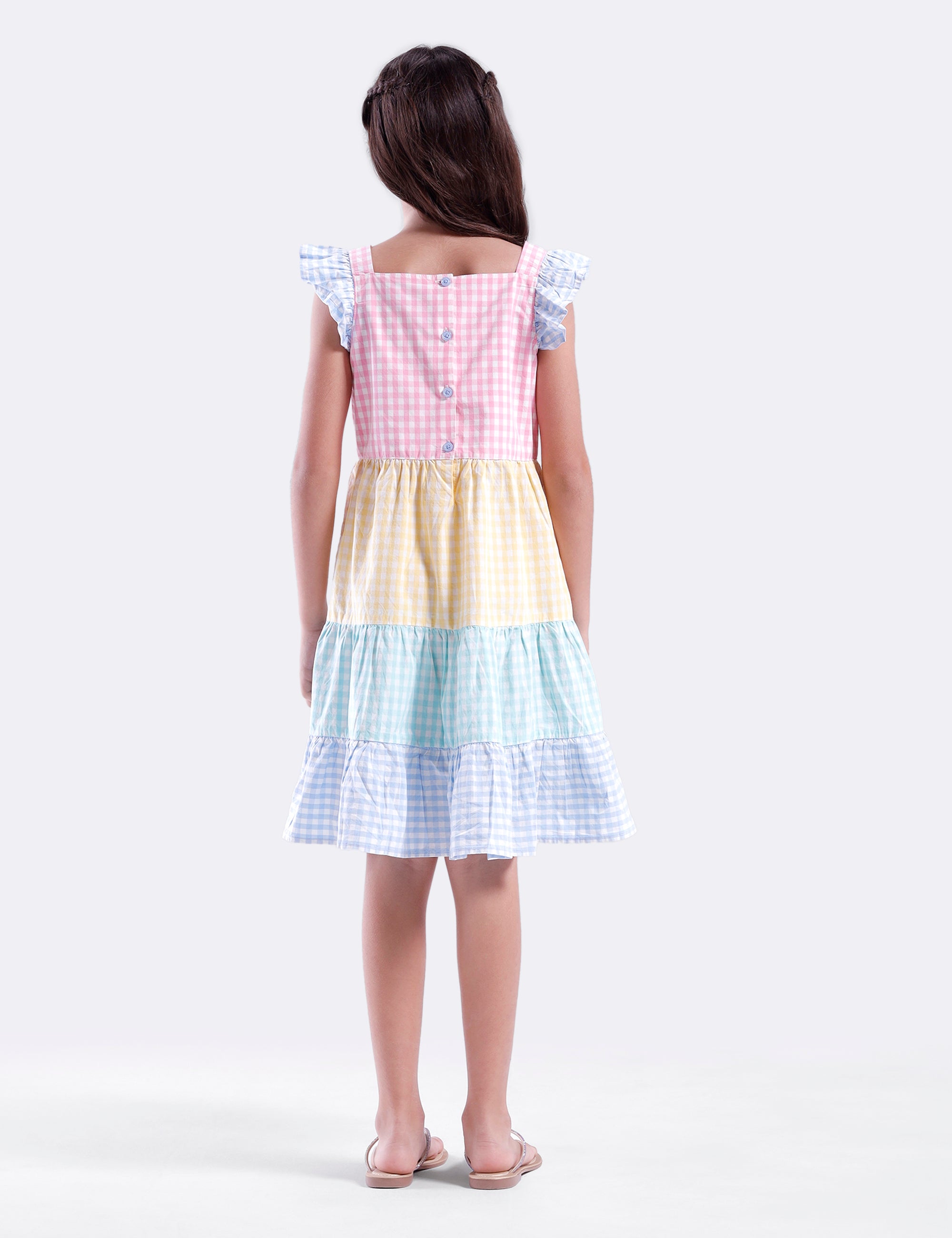 Girls Gingham checks panels dress