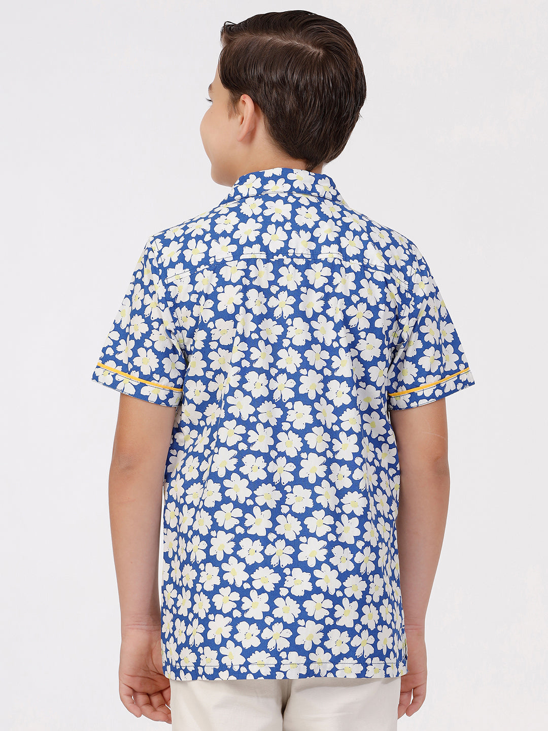 Boys Short Sleeve Printed Shirt with Open Collar
