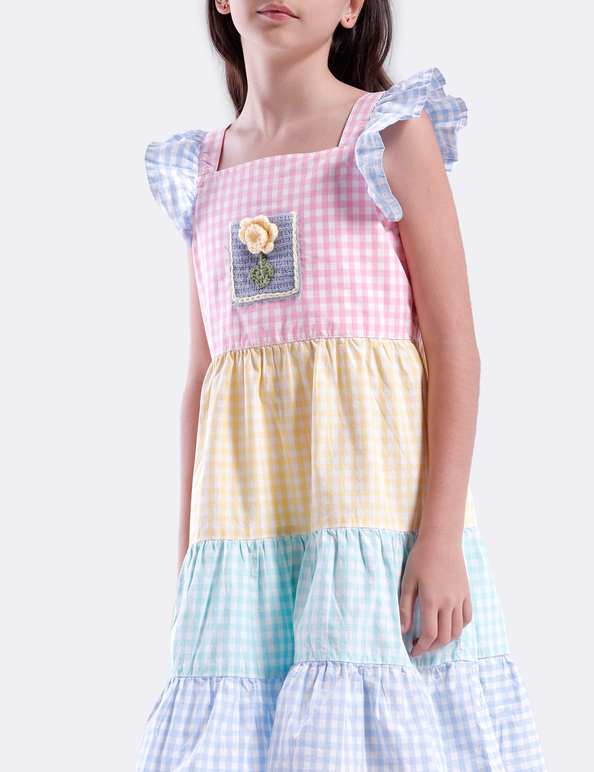 Girls Gingham checks panels dress