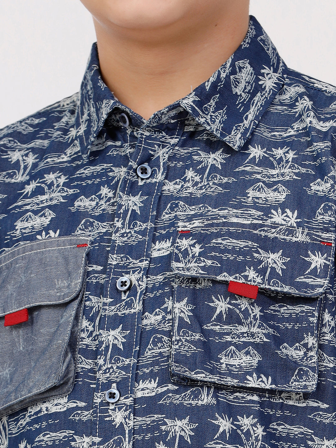 Boys Long Sleeve Shirt with Double Pocket Flap