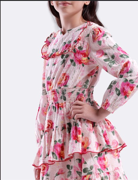 Girls Frill dress with smocked waist