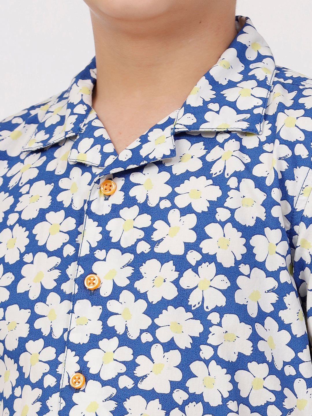 Boys Short Sleeve Printed Shirt with Open Collar