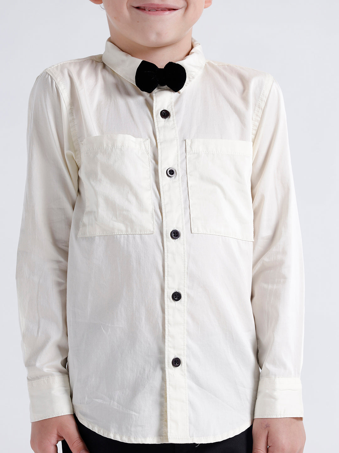 Boys long sleeve shirt with double pockets and Bow