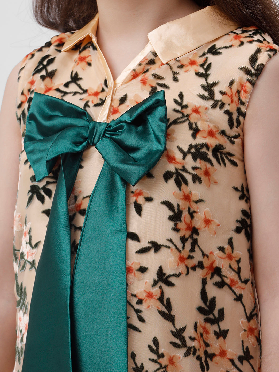 Girls Contrast Bow Dress