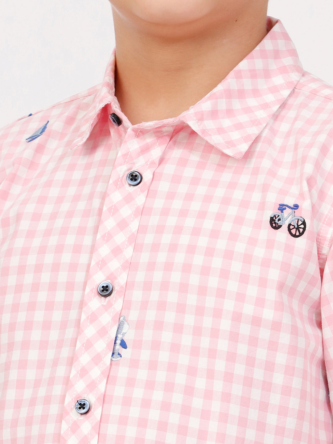 Boys Long Sleeve All over Embroidery Shirt