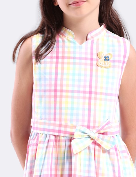 Girls Multi checkered dress