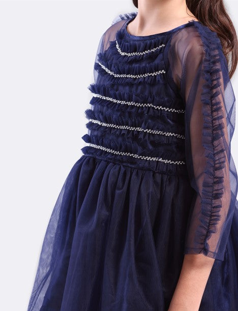 Girls Mesh dress with Beadwork