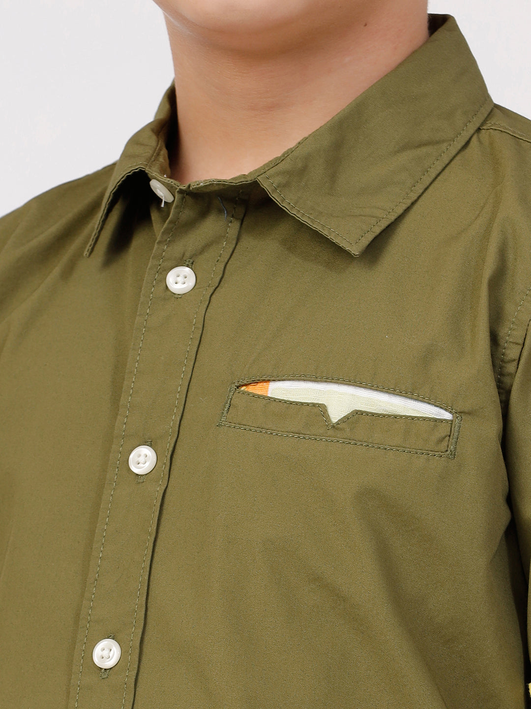 Boys Long Sleeve Shirt with Contrast welt Pocket