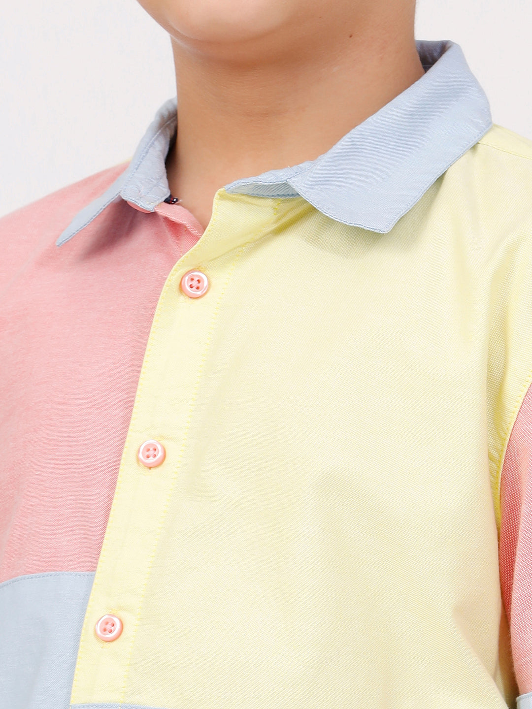 Boys Long Sleeve Solid Patchwork Shirt